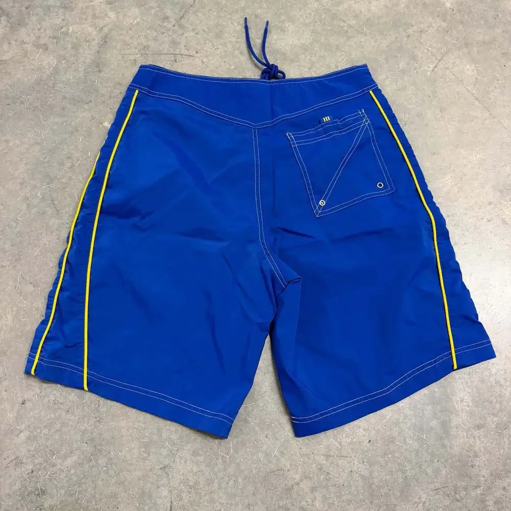 Vintage Adidas Y2K Blue and Yellow Board Shorts Size 32